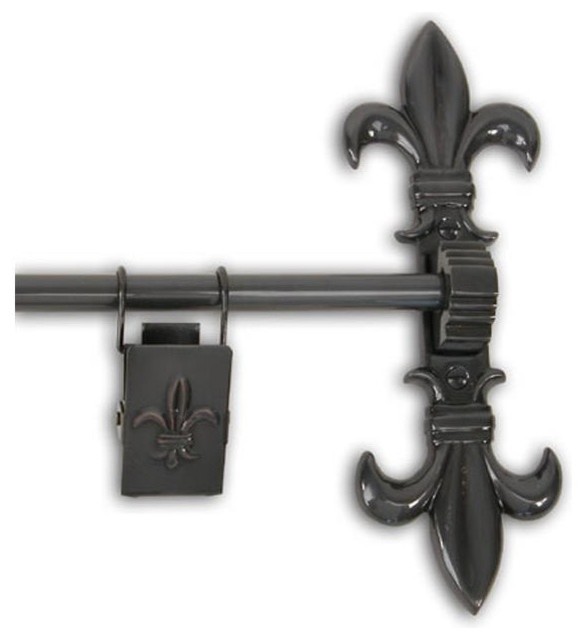 Dark Bronze 72inch Fleur De Lis Tapestry Hanger Contemporary Wall