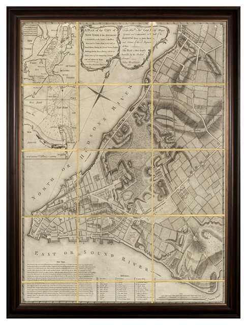 ... New York Map Large Wall Art - Framed transitional-prints-and-posters