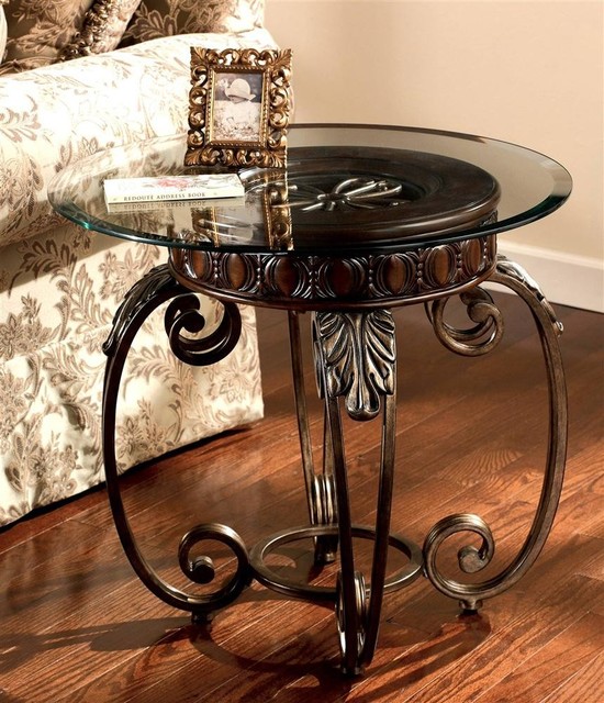 Round Glass Top End Table Contemporary Side Tables And End Tables