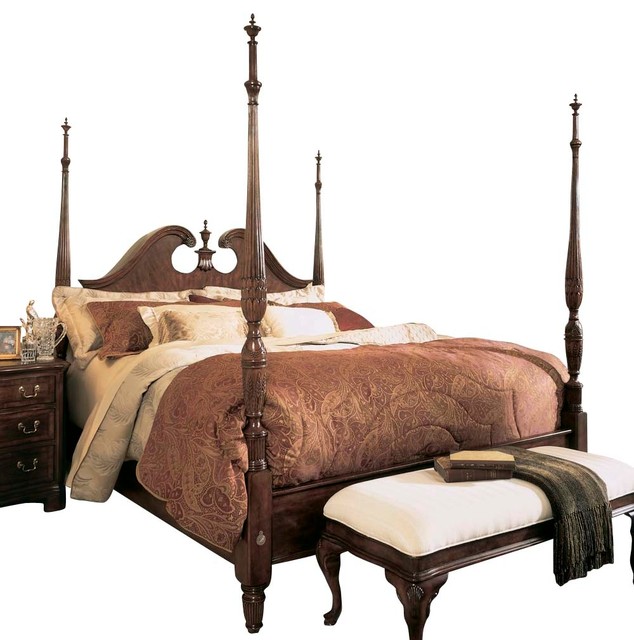 American Drew Cherry Grove Pediment Poster Bed in Antique Cherry