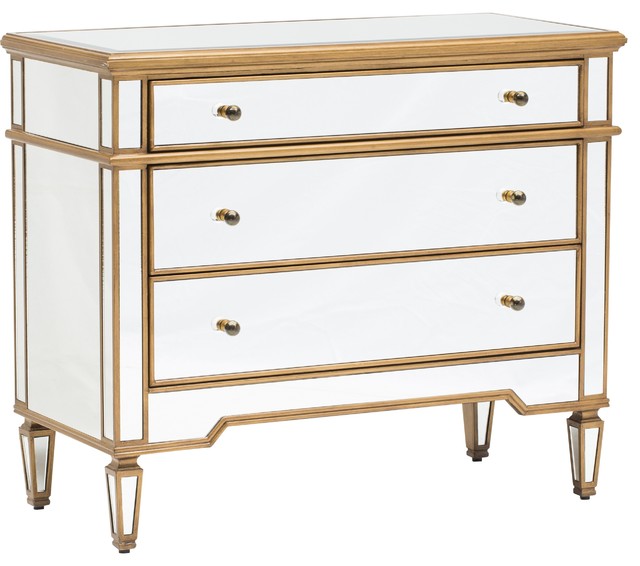 Cary Mirrored Chest, Gold Accent Chests And by High
