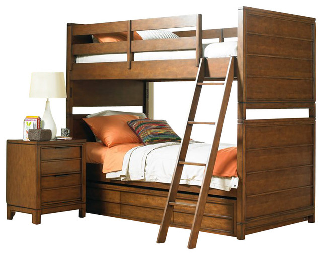 Hooker Furniture Opus Designs Carter Bunk Bed 3 Piece Bedroom Set in Brown Transitional Beds