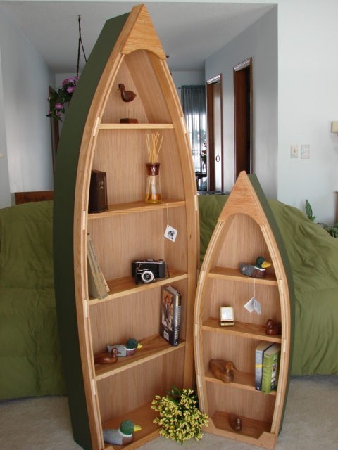 Six-Foot Handcrafted Wood Row Boat Bookshelf By Poppa's 