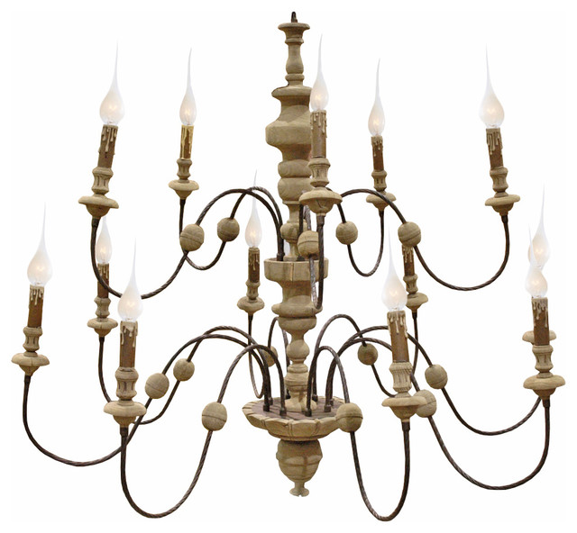 philippe french country reclaimed wood iron 13 light grand