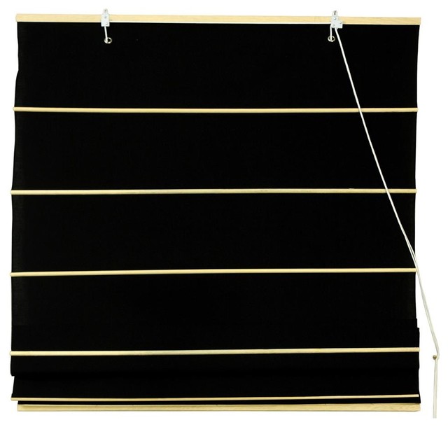 Cotton Roman Shades in Black (72 in. Wide) Contemporary Roman