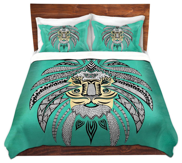 Tribal Lion Turquesa - Contemporary - Duvet Covers And Duvet Sets - by