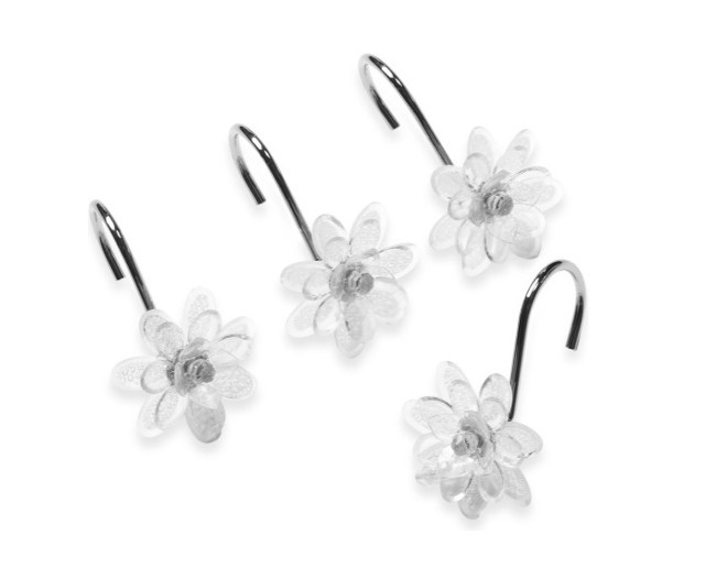 Steve Madden Clear Flower Shower Curtain Hooks Modern Bath Products