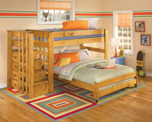 Twin Over Full Loft Bunk Bed with Stair Step - contemporary - beds ...