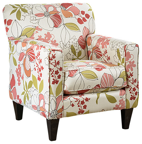 Eli Print Cream Fabric Track Arm Accent Club Chair ...