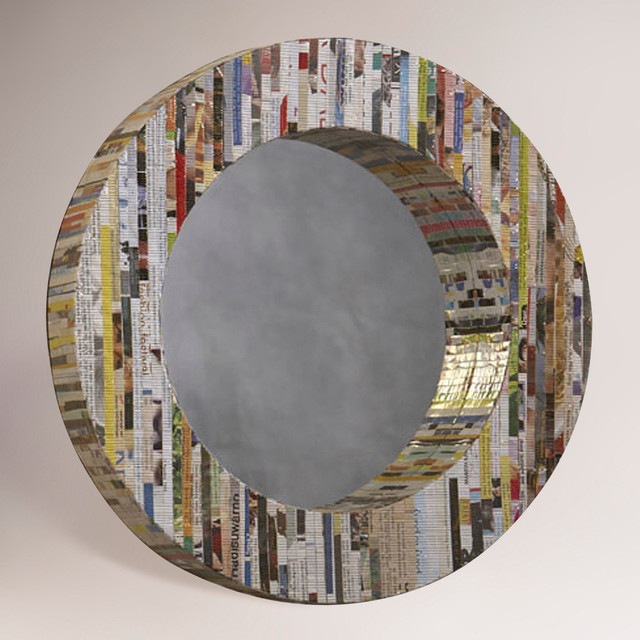 Recycled Magazine Round Mirror Eclectic Wall Mirrors by Cost Plus