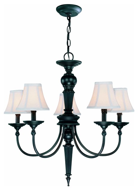 Light Chandelier With Dark Bronze Fabric Shade modern-chandeliers