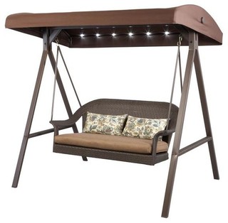 Hampton Bay Porch Swings LED All Weather Wicker Patio
