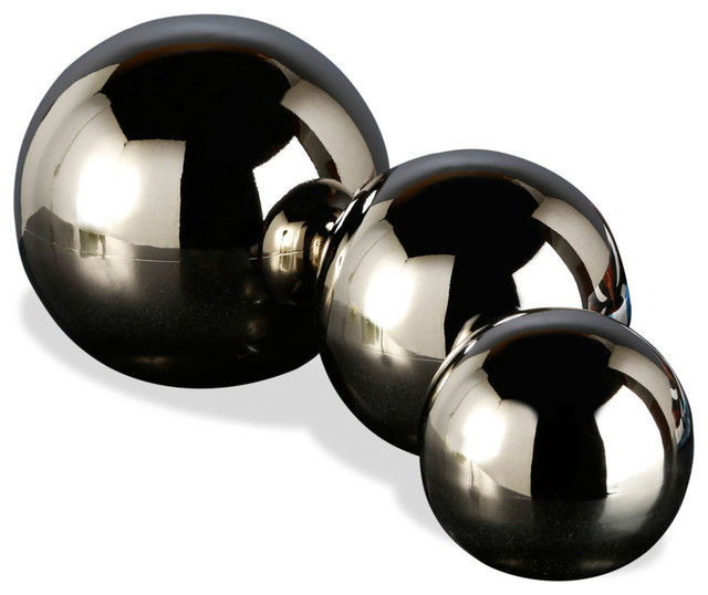 Logan Metal Spheres Set of 3 Contemporary Sculptures by Interlude