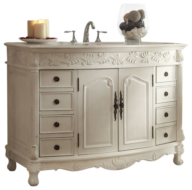 Antique White Florence bathroom sink vanity 48" Traditional