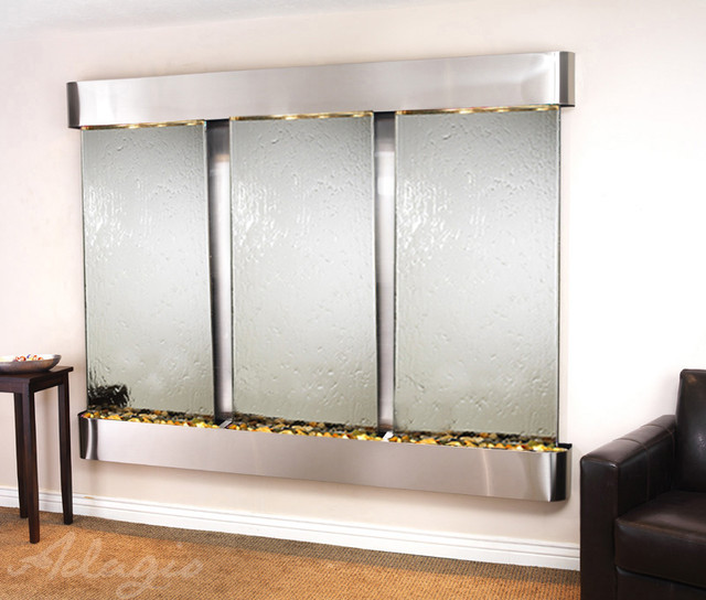 Glass and Mirrored Wall Water Features The Deep Creek Falls Mirrored Contemporary Indoor
