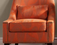 Hazelton Lounge Chair, Orange Paisley contemporary chairs