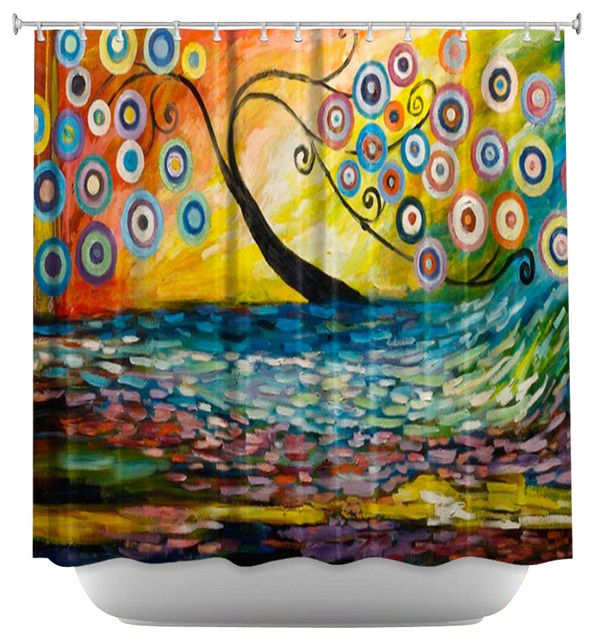 Shower Curtain Artistic Abstract Blossom III contemporaryshowercurtains