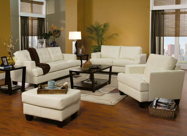 Contemporary, Modern Leather Upholstered Living Room Sofa Sets