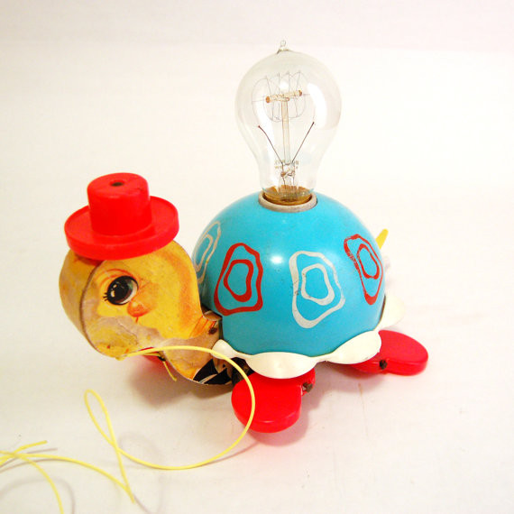 Vintage Fisher Price Turtle Pull Toy Lamp Table Lamps by Etsy