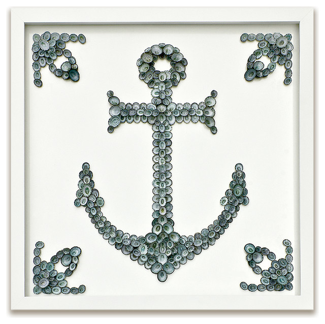 Lunenburg Coastal Teal Blue Shell Anchor Wall Decor, by Karen Robertson