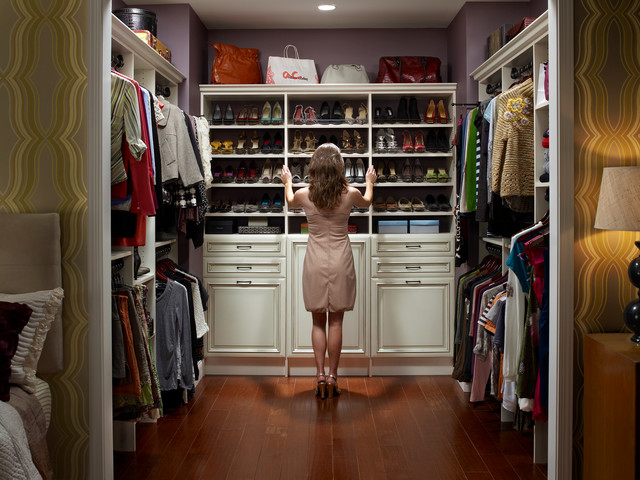 Custom Walk-In Closet Organizers: Antique White contemporary-closet 