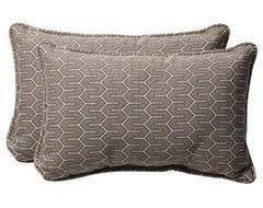 Pillow Perfect 18.5 x 11.5 Decorative Taupe Contemporary Toss Pillows - Set of 2 modern outdoor pillows