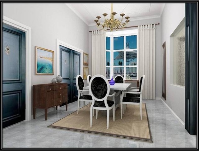 A dining room