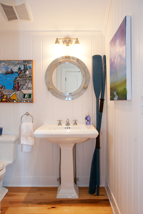 nautical bathroom oars porthole mirror