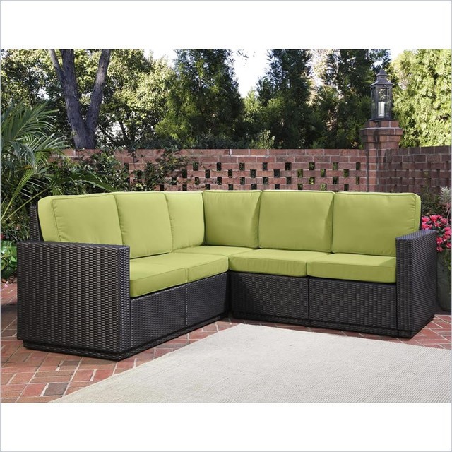 Home Styles Riviera Five Seat L Sofa in Green Apple Contemporary