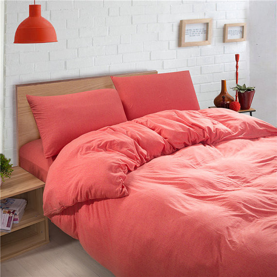 Pine Cone Hill Ramala Coral Duvet Cover Enzyme Washed For Softness