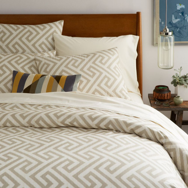 Organic Ikat Key Duvet Cover + Pillowcases - Flax modern-duvet-covers