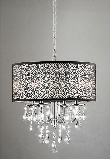  Chrome/Crystal/Metal Bubble Shade Chandelier contemporarychandeliers