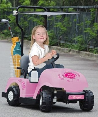 Battery Powered Pink Golf Cart with Golf Bag & Clubs modern-kids-toys