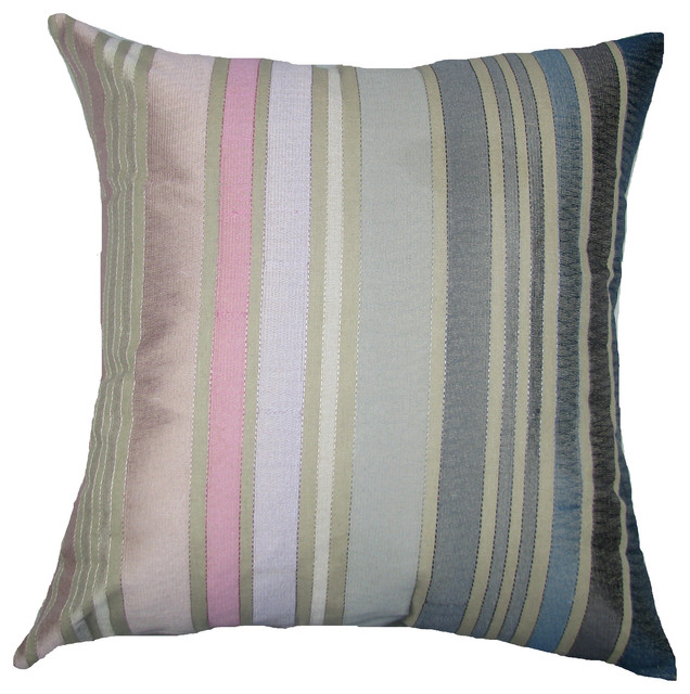 Beach Stripe Multi Colored Pillow, Grey Pink Multi - Contemporary - Decorative Pillows - by ...