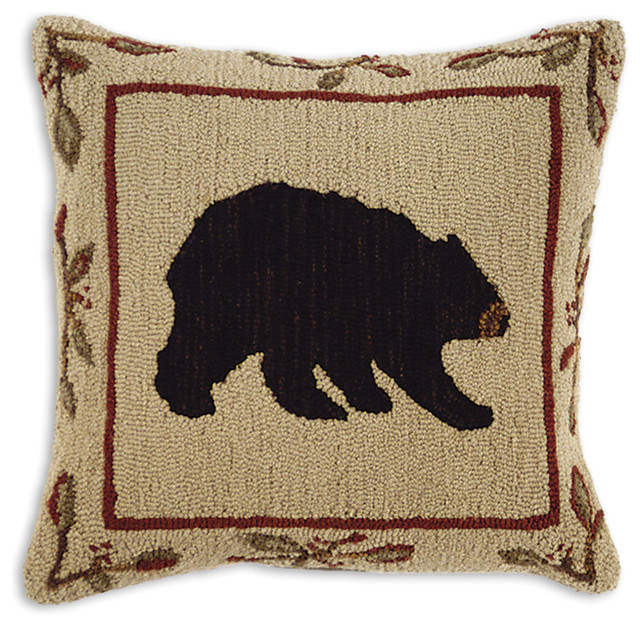 Big Black Bear Hooked Pillow - rustic - holiday decorations - by ...