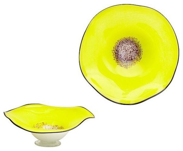 Yellow Art Glass Bowl, Small Contemporary Decorative Bowls by
