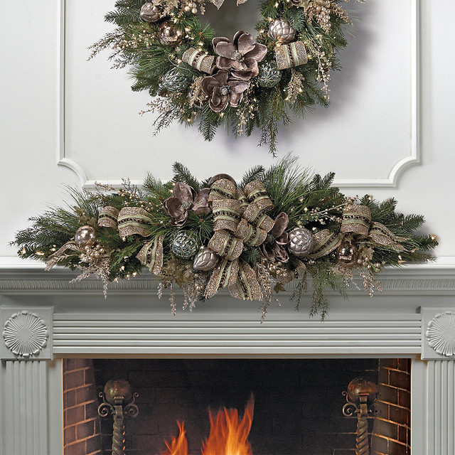 Vintage Glamour Predecorated Christmas Mantel Swag Traditional