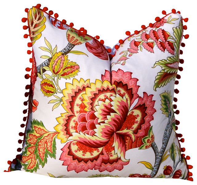 Red and White Flower Pillow Sham