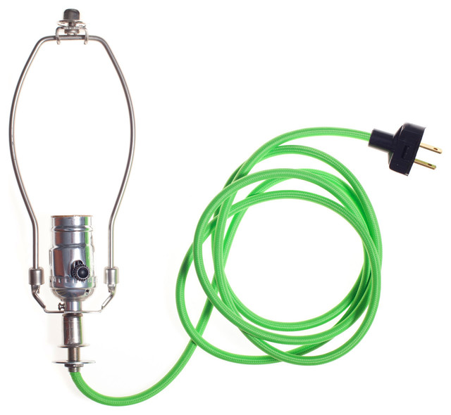 MakeALamp Kit Lime Green Cloth Lamp Cord Modern Lighting