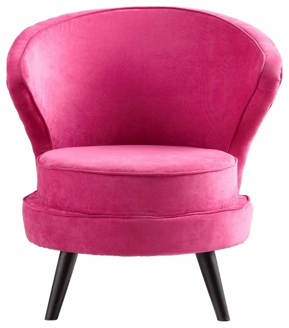 Hot Pink Velvet Accent Chair Transitional Armchairs
