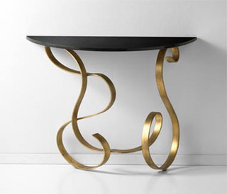 Gold Leaf Small Console Table - Traditional - Side Tables And End