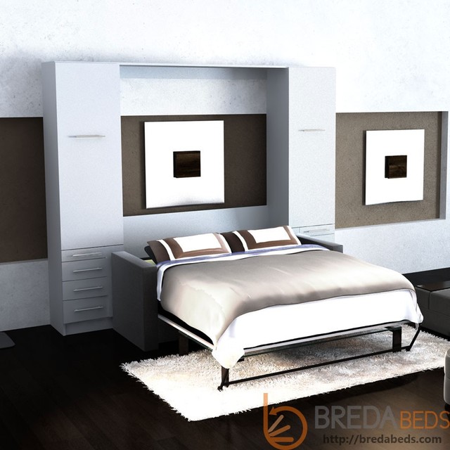 InLine Murphy Bed with Hutches and InLine Sofa Contemporary Beds