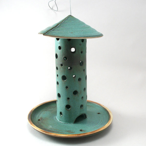 Ceramic Bird Feeder by Cheryl Wolff Garden Contemporary Bird