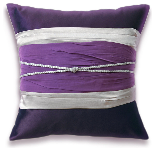 Purple Silver Pillow Case 16 in Rope Decoration JOSIE DESIGN