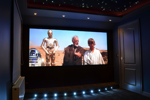 Modern home Theater with fiber optic star lights