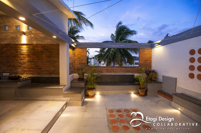 Terrace Garden & Family Room For Kubsad Family in Bangalore, India. midcentury-deck