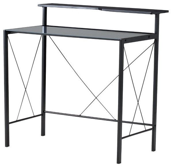 Black and Grey Desk with Printer Shelf Modern Desks And Hutches