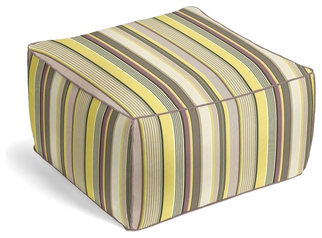Purple & Green Modern Stripe Square Pouf - Contemporary - Floor Pillows And Poufs - by Loom Decor