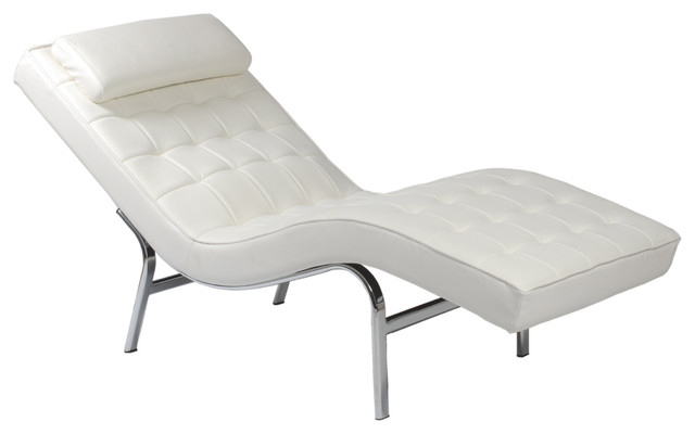 Valencia Solo Lounge Chair - White Leather/Chrome - Modern - Outdoor
