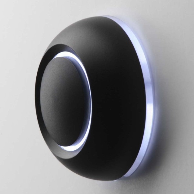 illuminated black True doorbell button by Spore Modern Outdoor Lighting by Spore